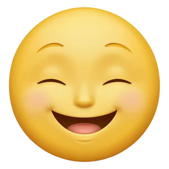 Emoji, yellow round laughing face, closed eyes sticker