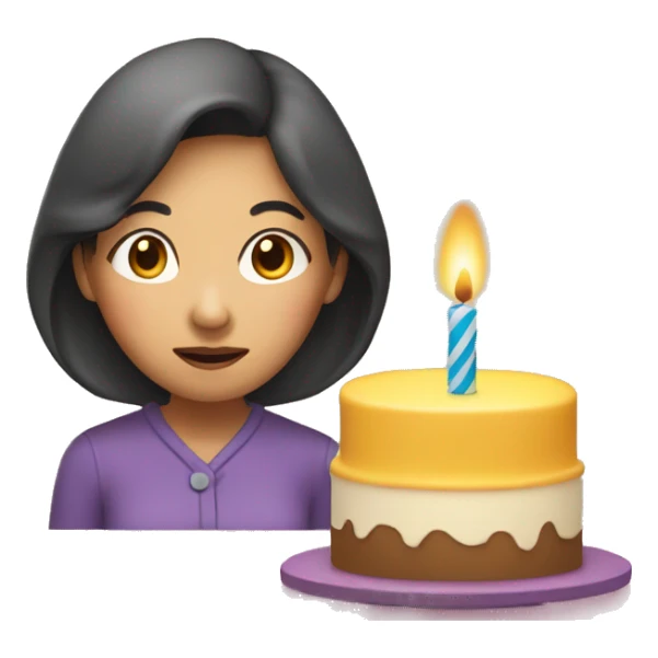 Middle Age Asian Woman Blowing a birthday candle sticker