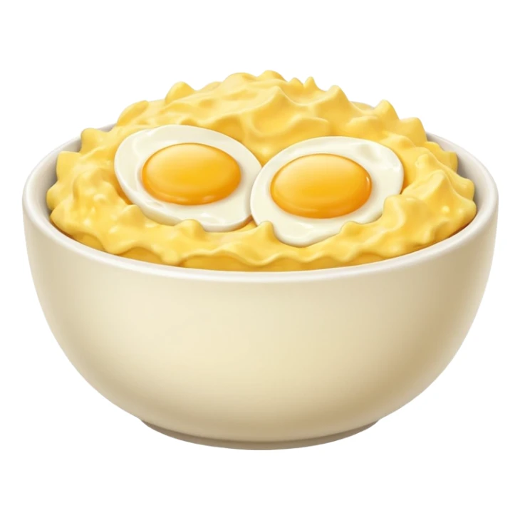 Scrambled eggs in a bowl with no eggs on top sticker