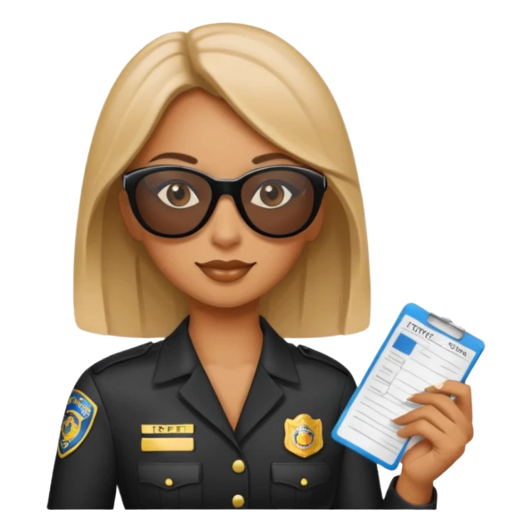Police writing ticket with sunglasses on, female sticker