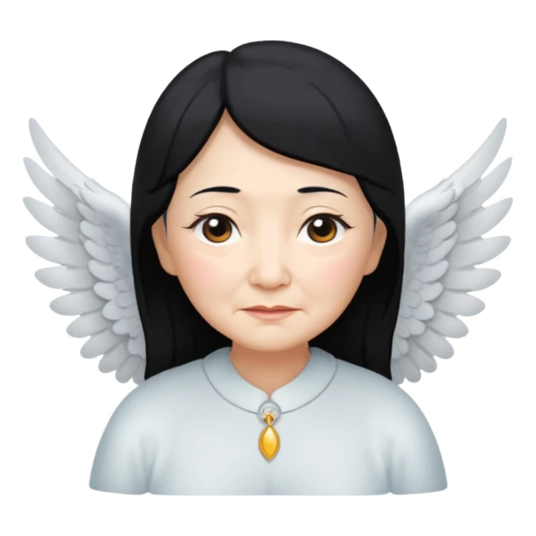 Angel Old Lady with wings black hair asian eyes sticker