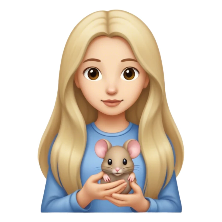 Girl with long hair and mouse sticker