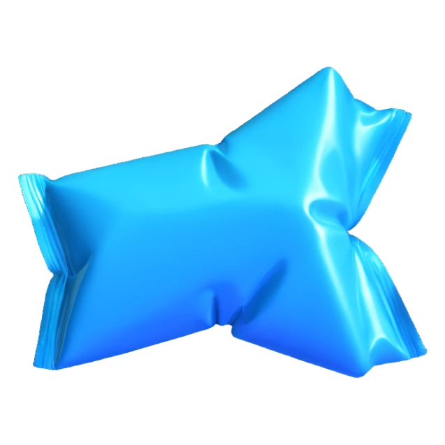 glowing blue candy with shiny wrapper reminiscent of Pokémon Rare Candy sticker