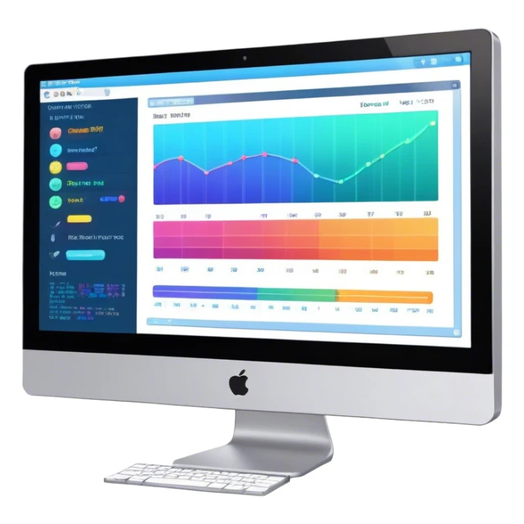Create an emoji for animation and motion design. Show a computer monitor displaying the animation creation process, with a timeline, keyframes, and motion effects. Use modern, vibrant colors. No emojis or smiley faces. Transparent background. sticker