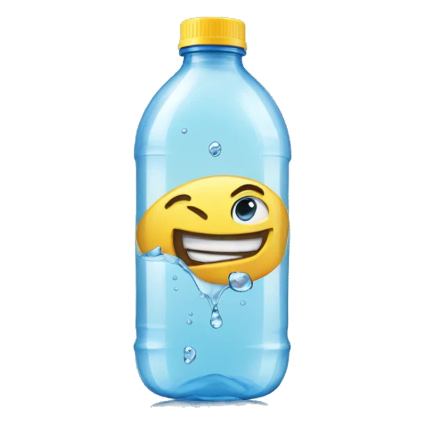 Clear plastic bottle with water coming out sticker