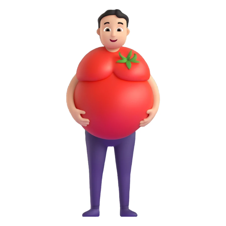 pregnant man with tomato belly sticker