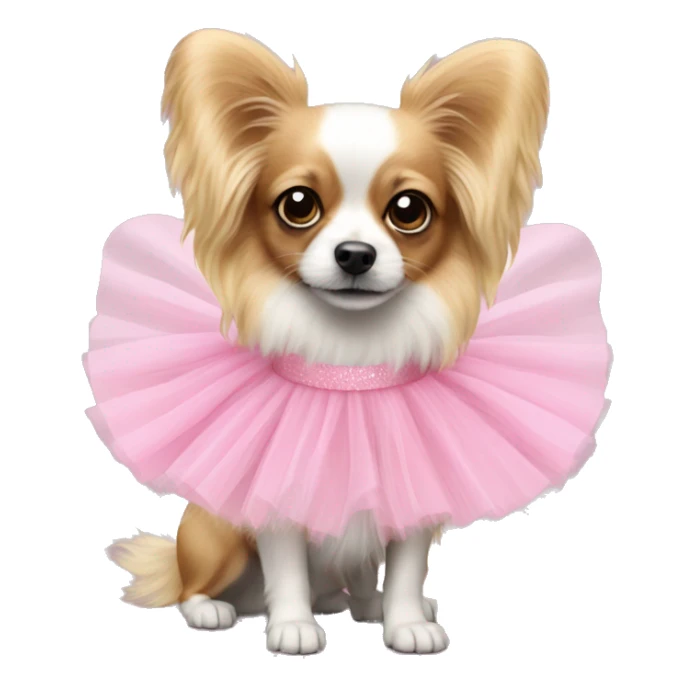Blonde papillon dog wearing pink tutu sticker