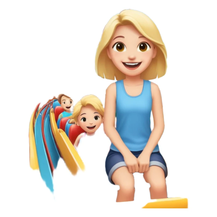 person excitedly going to an amusement park, with a roller coaster or ferris wheel in the background sticker