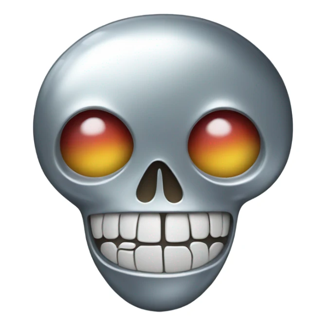Chrome skull laughing hard with heart tears sticker