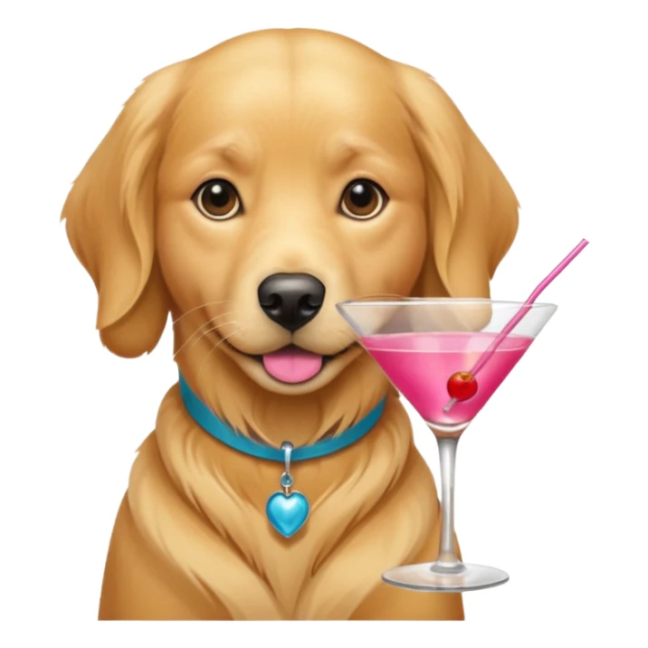 female golden retriever drinking pink martini  sticker