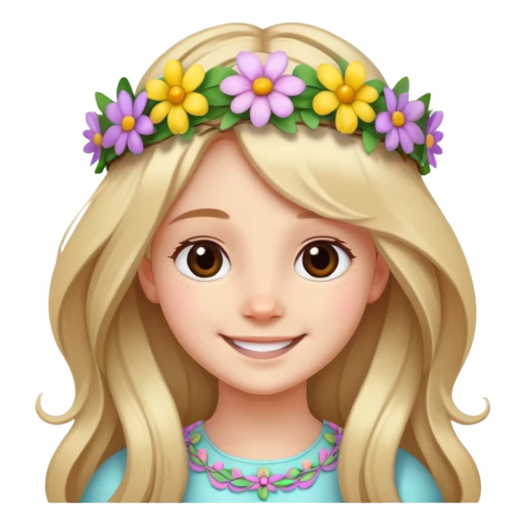 smiling girl with long hair at Easter  sticker