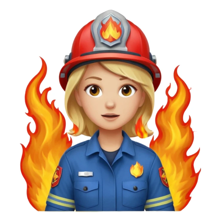 blonde female firefighter on fire blue uniform sticker