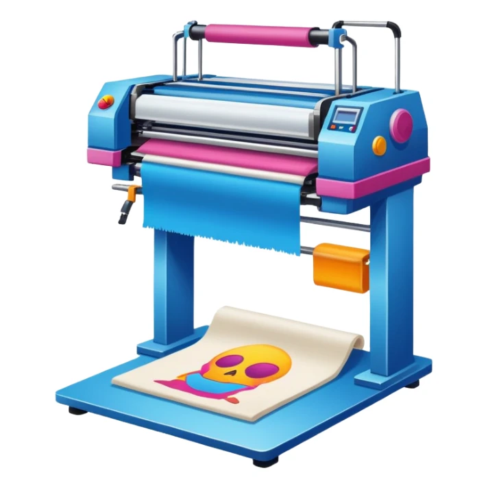 screen printing machine printing on a t-shirt sticker