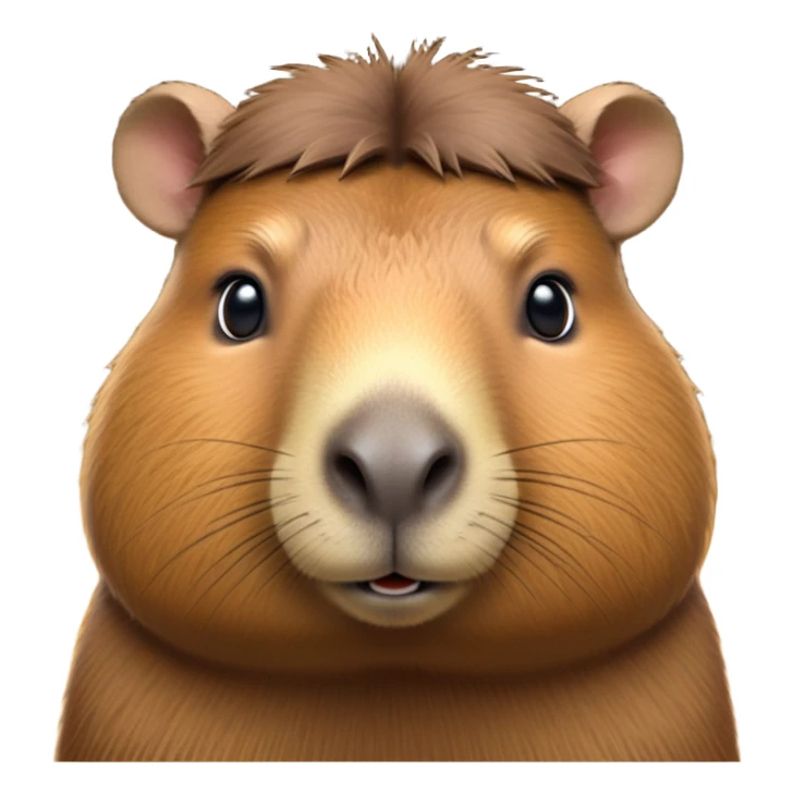 cinematic-noble-capybara-portrait-emoji,-poised-and-serene,-with-a-robust,-rounded-build-covered-in-soft,-earthy-fur-and-gentle,-wise-eyes,-simplified-yet-sharp-and-sophisticated-features,-highly-detailed,-glowing-with-a-warm,-natural-glow -simplified-yet-realistic head tilted confidently staring at the camera in a comical way sticker