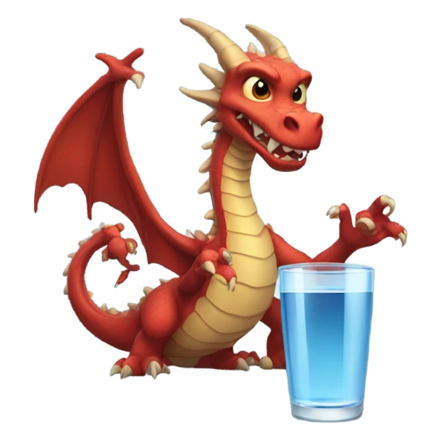 dragon with glass of water sticker