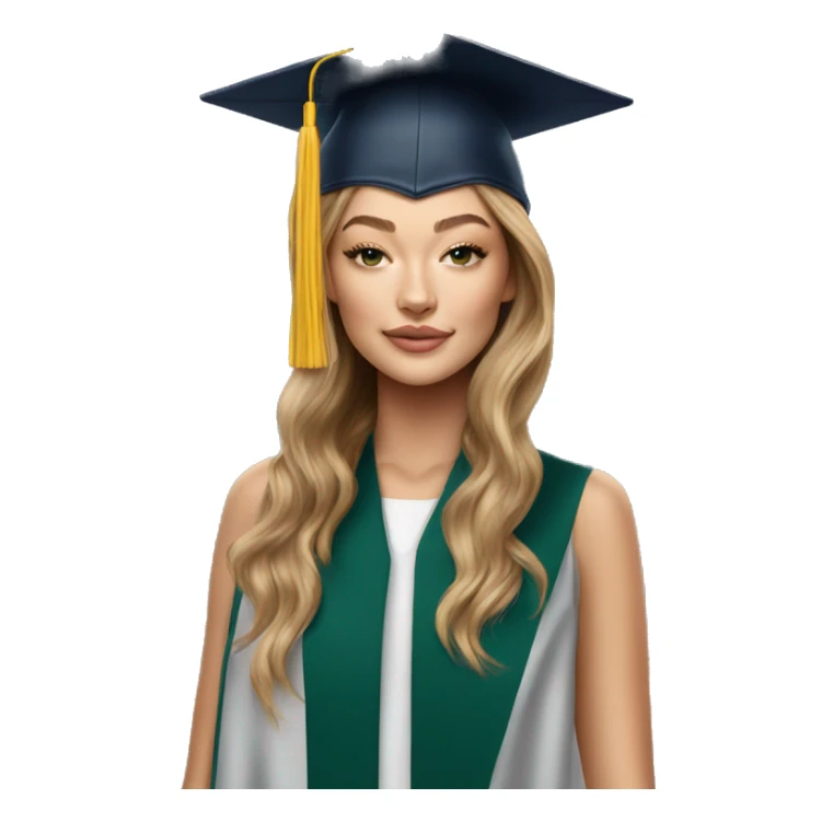 Gigi hadid wearing a graduation cap sticker
