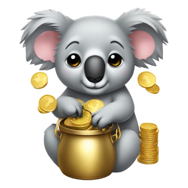 light pink bow on a koala holding pot of gold sticker
