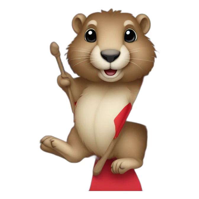 cute marmot holding the serbian flag red blue white sticker