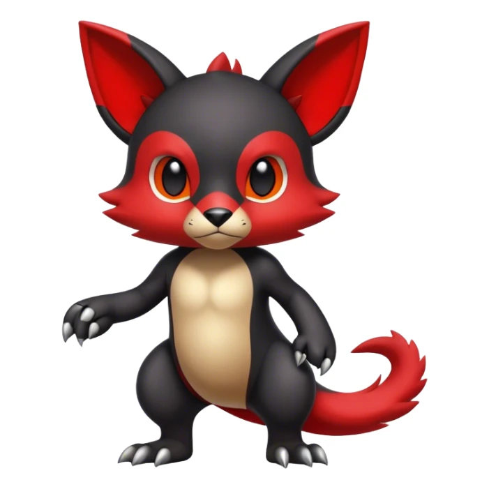 Cute cool black red animal hybrid Fakemon full body sticker