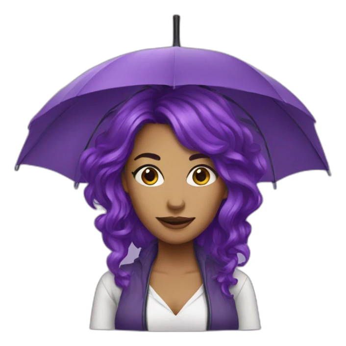Purple hair women with purple umbrella sticker