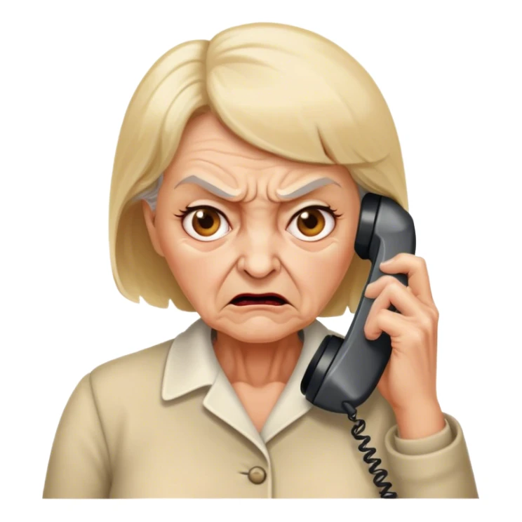 Short Blonde  70 year old woman on the phone angry sticker