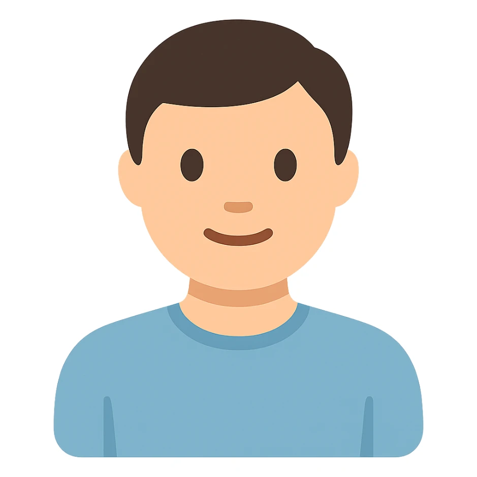 Enhance the 2D default user icon with more detailed subtle facial features and clothing details, maintaining the color-filled style, no background. sticker