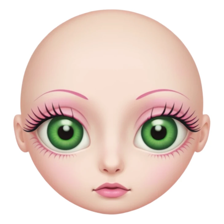 pink green eyeballs lashes no hair no lips sticker