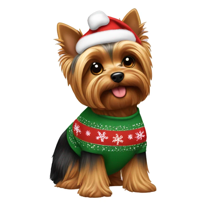 Yorkie wearing Christmas shirt  sticker