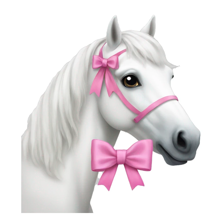 White horse with a pink bow  sticker