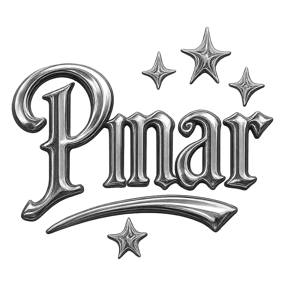 Write "Pınar" in this style, try majesty fonts. Add two or three stars around it so that it looks like this but it has a hand-drawn shape. sticker