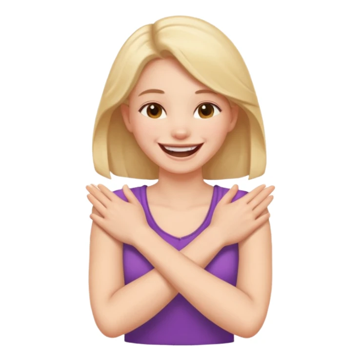 arms crossed holding neck, laughing girl sticker
