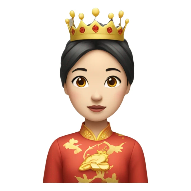 a chinese girl with a crown on top and a heart next to her sticker