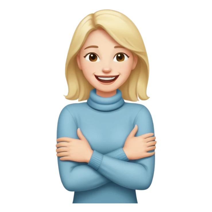 arms crossed holding neck laughing lady sticker