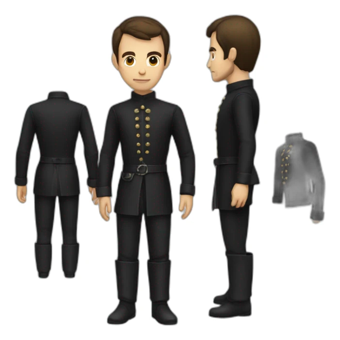 medieval evil spy putting normal clothes over a black suit sticker