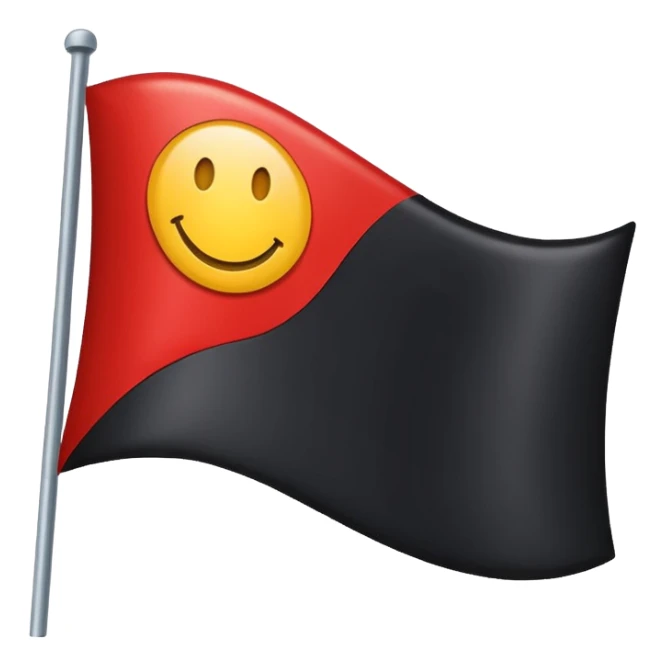 A wawy black and red rectangle with medium sized yellow circle in the middle flag sticker