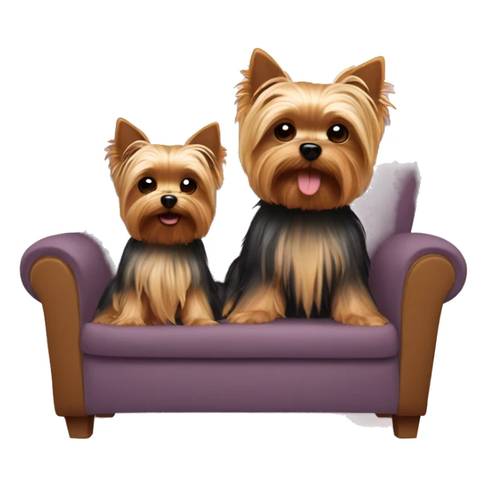 yorkie with baby sitting in sofa  sticker
