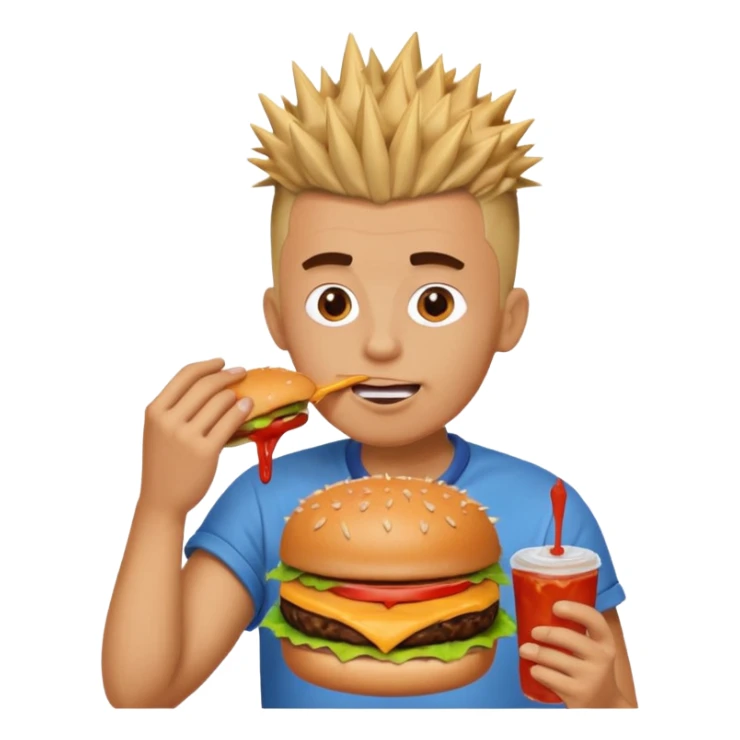 fast-food lover man  with spiky hair mohawk  sticker