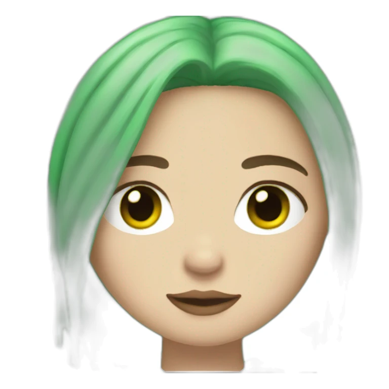 Billie Eilish with her green hair sticker