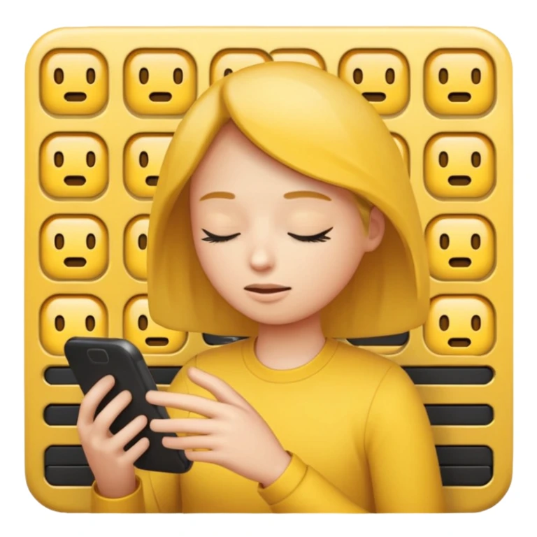 Yellow emoji circle face with phone keypad typing busy signal sticker