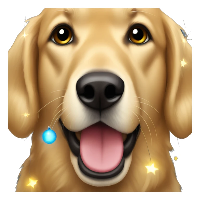 Golden Retreiver wearing Christmas lights  sticker