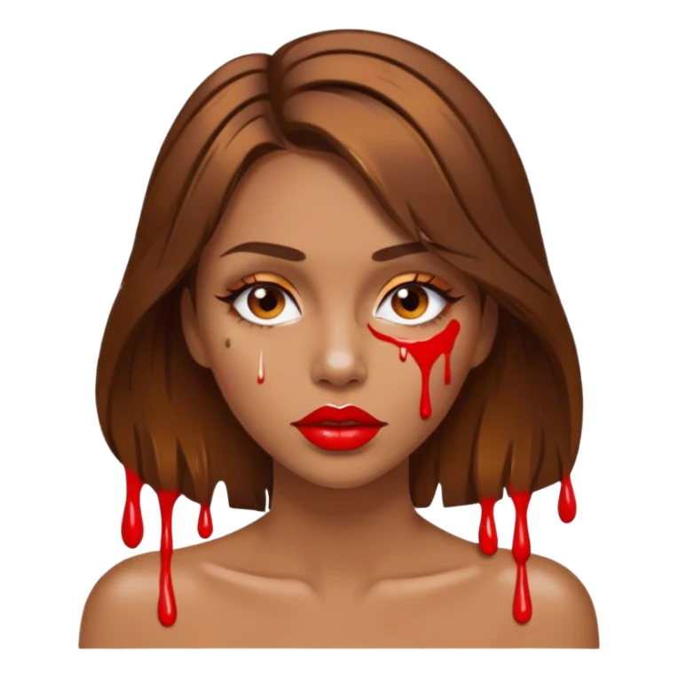Brown Hair, Woman, white paint drip, face, hot, Sexy, lips sticker