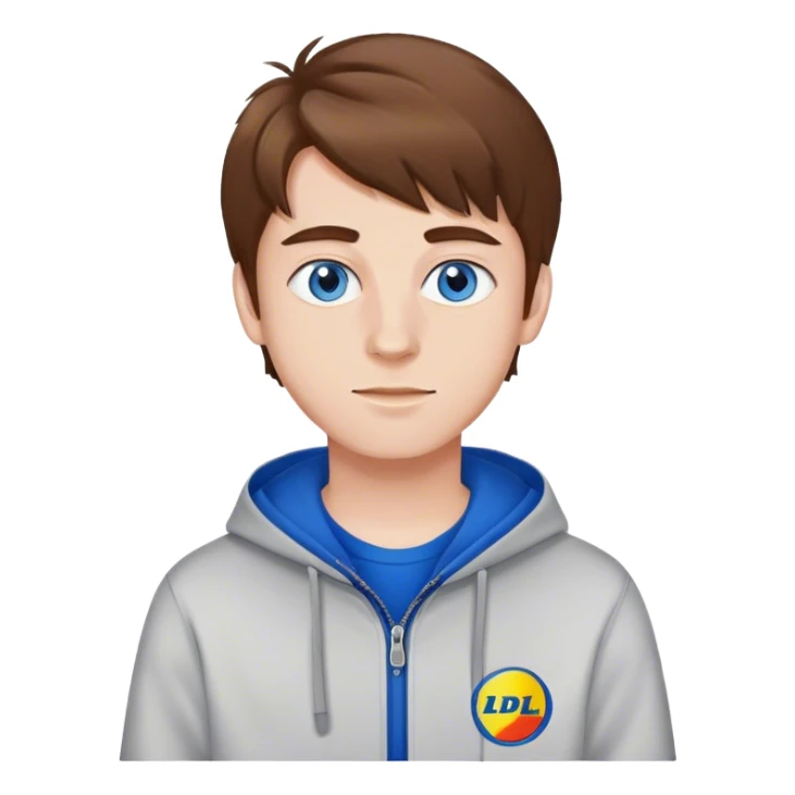 18 years old guy brown hair blue eyes with lidl clothes sticker