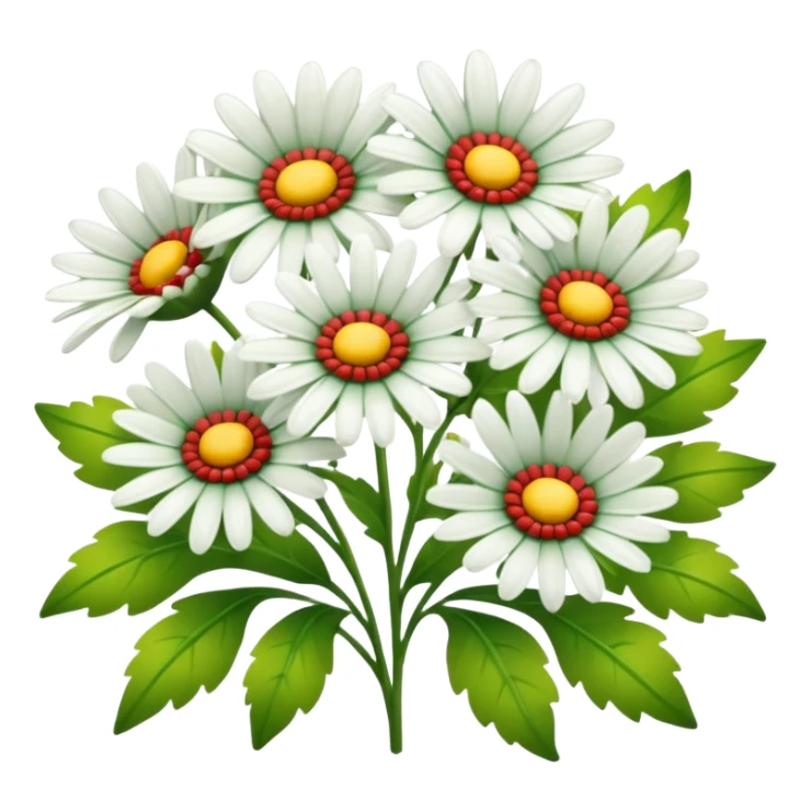 Green, red, yellow and white daisies sticker