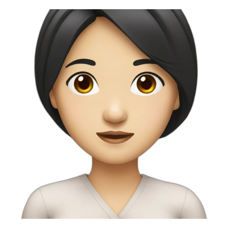 asian lady with black hair sticker