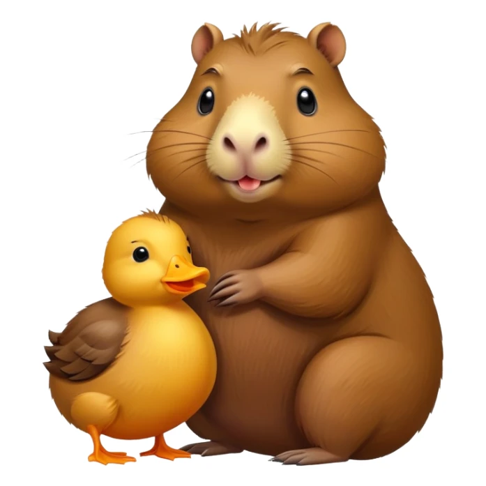 Capybara with a baby duck riding it sticker