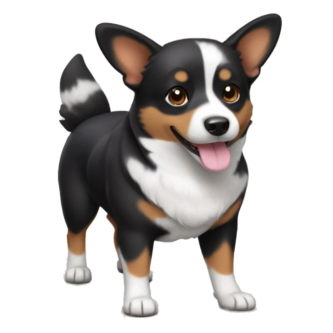 cute black corgi and mix dog with a white muzzle sticker