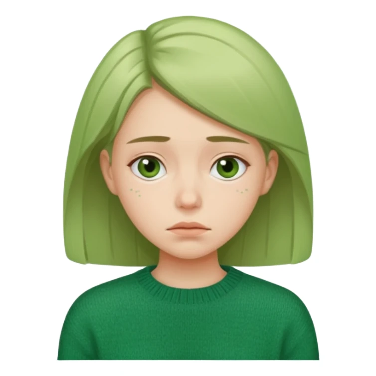 girl has sore throat in green sweater sticker