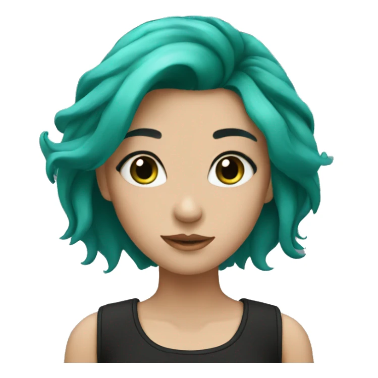 Girl with black and green hair with blue eyes  sticker