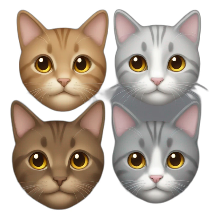 two cats brown long hair and gray short hair sticker