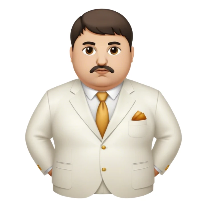 Fat Armenian oligarch with bowlcut wearing white suit sticker
